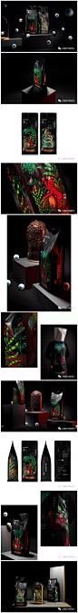 【Taresso Blends咖啡包装设计】
这组插画风的包装设计，我服！