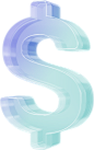 Number icon dollar Glass 3D Render