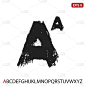 黑色大写手写矢量字母'A'在白色背景上。