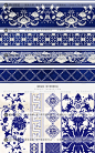 中式民族风蓝色青花瓷青花纹瓷器背景底纹花纹图案AI矢量设计素材-淘宝网