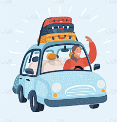 一个太空人采集到插画-车