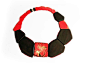 FLORA VAGI-HU Necklace: Red Rockrose Ebony, acrylic paint, 18ct gold, silk, wood