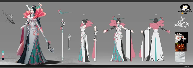 古风三视图，原画，人设-花瓣网