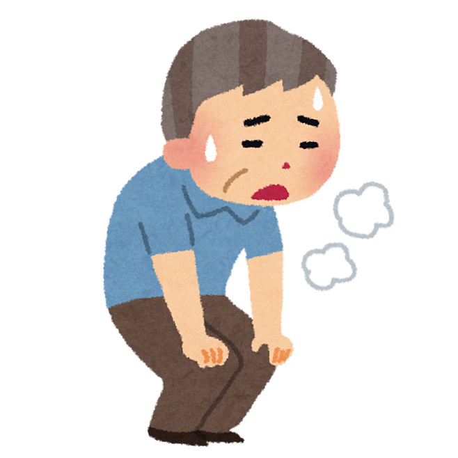 受伤的 气喘吁吁的 劳累的老年人 老人 疲劳 身体虚弱 卡通 插画 免扣 素材 手绘 pn1