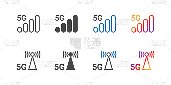 5 g图标。高速互联网通信天线图标。5 g技术。矢量图