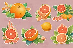 手绘橙子插画展现丰收喜悦图片