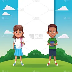 有书和卡通的孩子