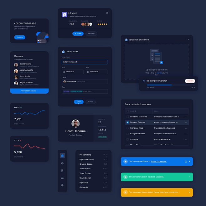 明暗两个风格ui素材库ui kit .s...