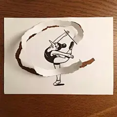 撕纸谁不会？但要撕成艺术家就难了！ : 在普通的A4纸上先画出画，然后撕出3D效果！