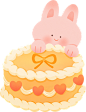 软萌可爱生日贴纸-蛋糕小兔