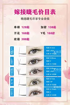 嫁接睫毛价目表  - 源文件下载【酷图网】嫁接,睫毛,价目表,海报,睫毛嫁接,