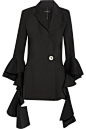 Ellery - Forsaken 荷叶边绉纱西装式外套 : 黑色绉纱 
 正面配有单颗纽扣 
 53% 涤纶，43% 羊毛，4% 弹性纤维；衬里材质：100% 真丝 
 干洗