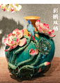 石湾陶瓷酒店别墅中式桌面创意花瓶客厅玄关花插花器装饰插花摆件-tmall.com天猫