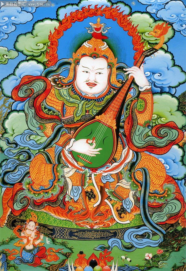 四大天王东方持国天王藏传唐卡图片素材