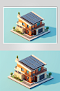 AI数字艺术太阳能光伏板屋顶应用场景插画-众图网