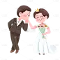 手绘-情人节结婚人物贴纸-亲手