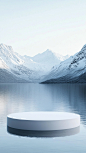 湖泊雪地大理石展台背景1_03