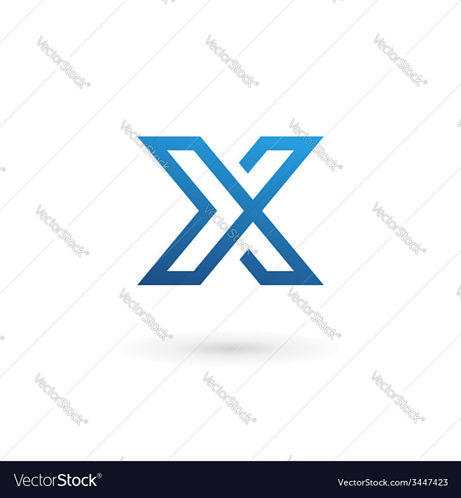 字母x与几何三带徽标矢量图像