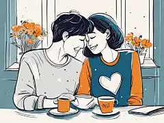 AI数字艺术甜蜜情侣插画