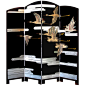 A Chic American Art Deco Lacquered Screen Depicting a Soaring Flock of Birds at 1stdibs