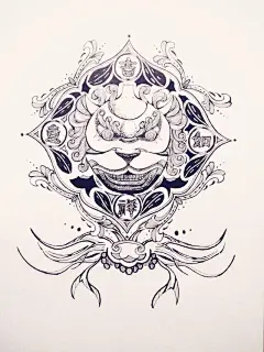 安徽写生-黑白变形插画