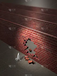 立墙的3D插图