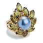Peridot and Grey Mabe Pearl Ring - Bounkit