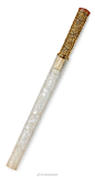 清 御製鎏金銅鏨蓮紋柄玉鞘匕首 ​​​​