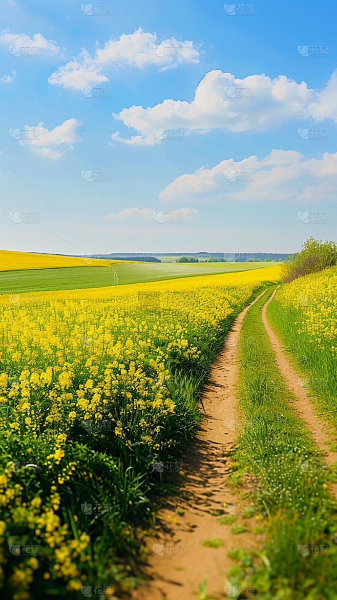 二十四节气立夏通用实景油菜花花田夏季场景...