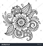 Henna tattoo flower template. Mehndi style. Set of ornamental patterns in the oriental style.