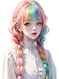 彩虹发色 | 糖果女孩 | 头像壁纸