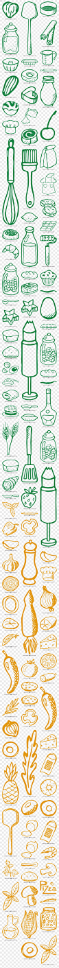 美食简笔画卡通线条食物图标icon鸡腿菠萝