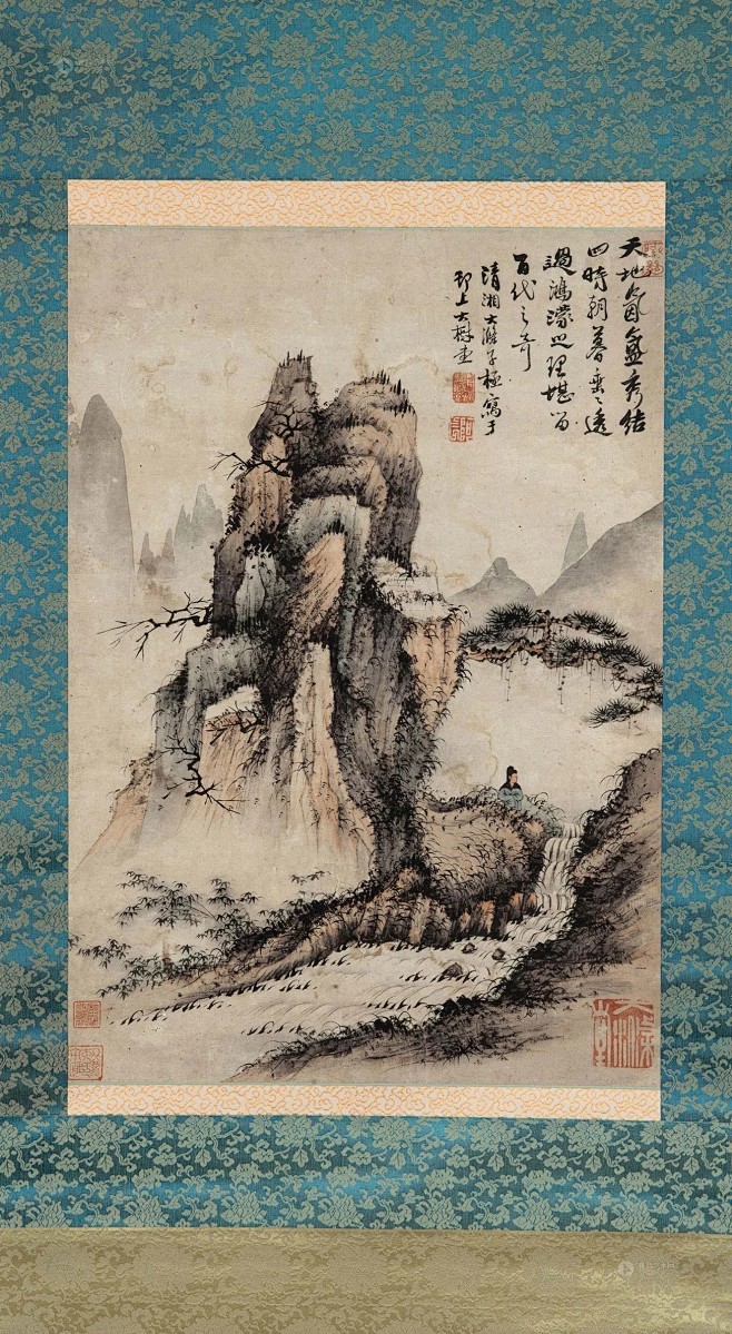 石涛——【天地氤氲秀结，四时朝暮垂垂。透过鸿濠之理，堪留百代之奇】人物山水立轴欣赏 | 明末清初|石涛(1642-1708)，原姓朱名若极 ...