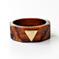 Wood & Brass Triangle RingWood Jewelry 木质首饰