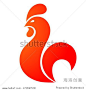 Cock, rooster icon. Cock logo. Red fire cock as symbol of new year 2017 in Chinese calendar. Abstract illustration of cock, vector design element for new year 2017 greeting cards, posters, flyers