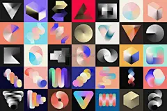 未来科幻艺术创意潮流渐变几何图形海报抽象背景ai矢量设计素材-淘宝网