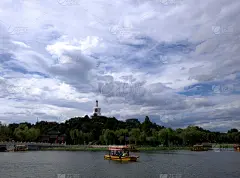 船,北京,风景,北海公园,白塔,北海市,清朝,禁止的,宝塔,塔