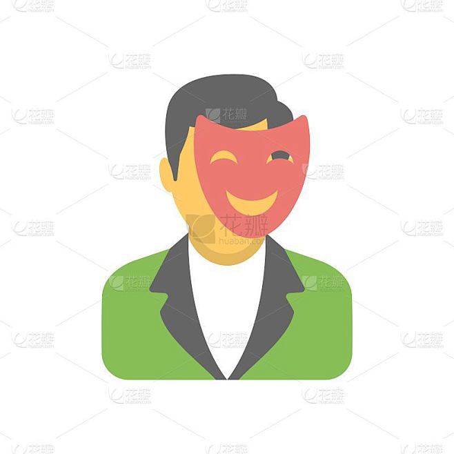 戏剧演员图标在平面设计风格。