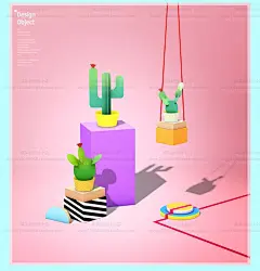 精品9款性冷淡INS时尚立体几何摆件雪糕WEB海报PSD电商UI设计素材-淘宝网