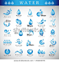 Water And Drop Icons Set - Isolated On Gray Background - Vector Illustration, Graphic Design Editable For Your Design