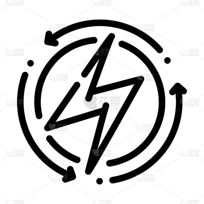 能量传递标志线图标矢量插图