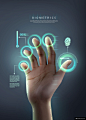加密指纹手指纹路科技秘钥生物识别应用海报