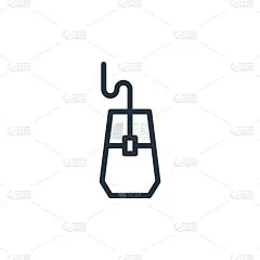 鼠标图标矢量来自计算机硬件概念。细线说明鼠标可编辑的笔触。鼠标线性符号用于网页和移动应用程序，标志，