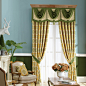 美式窗帘客厅卧室窗帘加厚提花大黄色绿色花型多色暖色欧叶妮-淘宝网