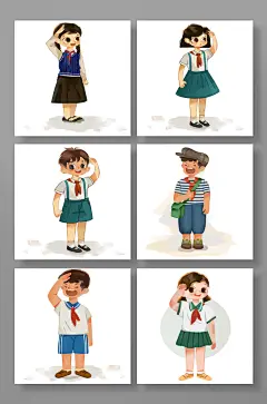 红领巾少先队员学生敬礼爱国插画-众图网