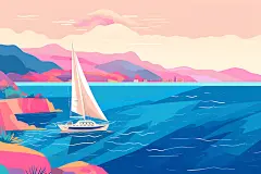 扁平风外国地标艺术插画