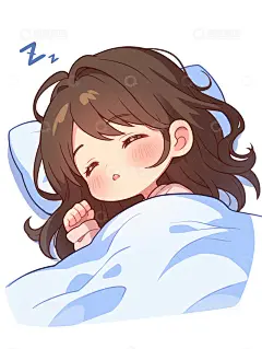 卡通手绘小女孩睡觉插画元素高清模板免费下载-趣麦麦图