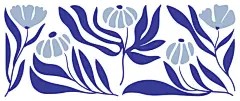 图源免费EPS |蓝色花卉艺术背景矢量图。具有花卉和抽象植物风格的自然手绘图案设计。