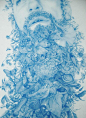 [zachari logan: 荒野提示] 荒野提示'wilderness tips' by zachari logan detail of 'wild man 2', blue pencil on mylar, 18 x 40 inches, 2012蓝色铅笔(left) 'green man', pastel on paper, 50 x 100 inches, 2012 (right) 'wild man', pastel on paper, 50 x 100 inch......