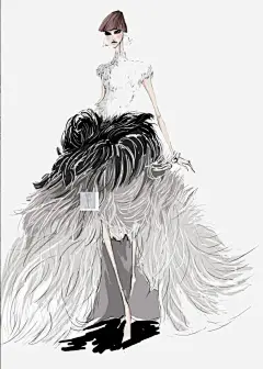 手绘礼服婚纱模特插画高清素材 免抠 设计图片 免费下载 页面网页 平面电商 创意素材 png素材